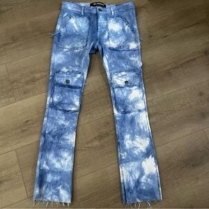 Valabasas Jeans Men 32x33.5 Blue Tie Dye‎ Skinny Aerglo Button Fly Distressed
